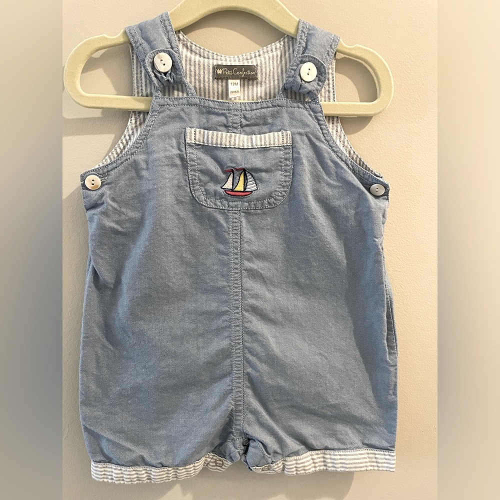 Blue Sailboat Embroidered Jon Jon